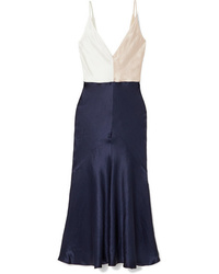 Gabriela Hearst Bridget Color Block Linen And Satin Maxi Dress