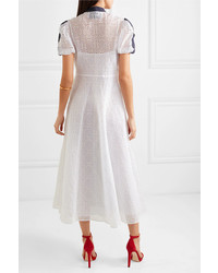 Valentino Paneled Broderie Anglaise Cotton Blend And Silk Midi Dress
