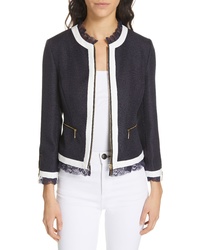 Navy and White Open Jacket