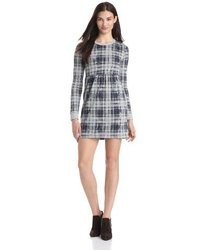 Navy and White Plaid Casual Dress
