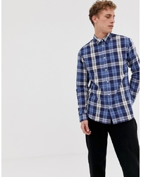 Selected Homme Regular Fit Checked Shirt In Navy