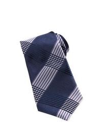 Navy and White Plaid Tie