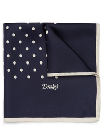 Navy and White Pocket Square