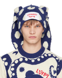 Navy and White Polka Dot Beanie