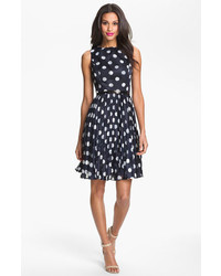 Adrianna Papell Burnout Polka Dot Fit Flare Dress Navy 8p, $178 | Nordstrom  | Lookastic