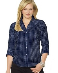 Lauren Ralph Lauren Plus Polka Dot Button Front Shirt