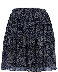 Navy and White Polka Dot Full Skirt