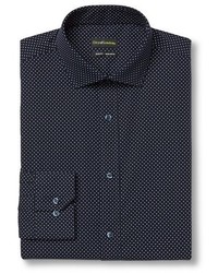 City Of London Slim Fit Premium Non Iron Dot Dress Shirt Navy