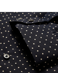 Paul Smith Navy Slim Fit Cotton Silk And Cashmere Blend Shirt