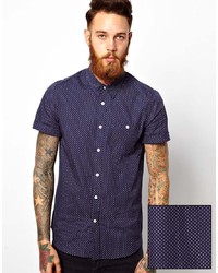 Asos Shirt In Short Sleeve With Double Polka Dot Print
