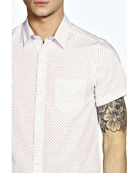 Boohoo Short Sleeve Polka Dot Fitted Shirt
