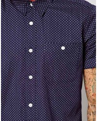 Asos Brand Shirt In Short Sleeve With Double Polka Dot Print
