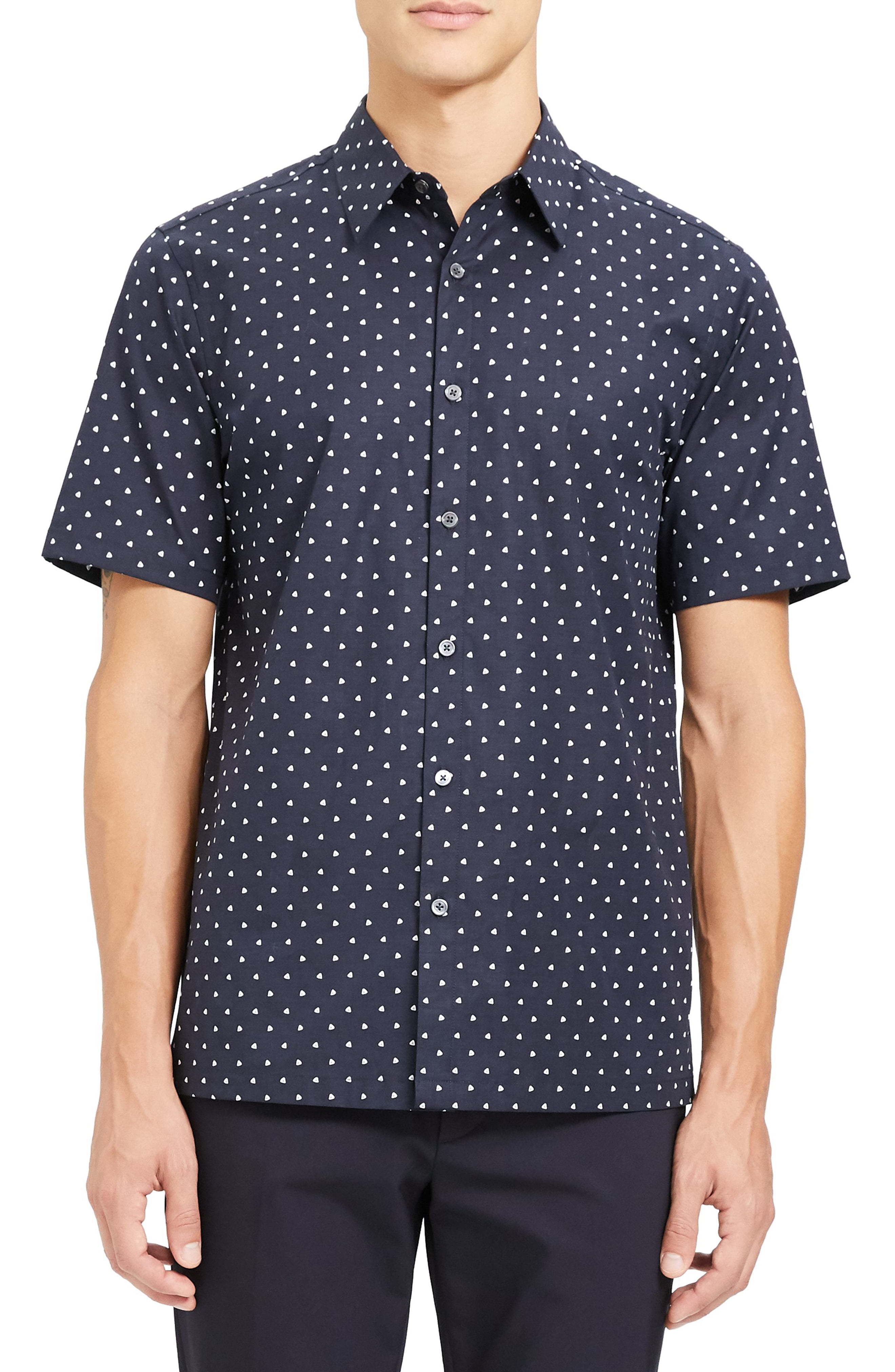 Theory Irving Rhombus Slim Fit Short Sleeve Button Up Shirt, $52 ...