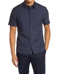 Vince Slim Fit Micro Star Print Short Sleeve Button Up Shirt