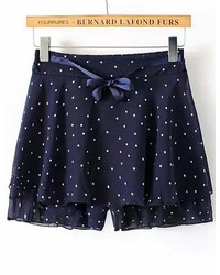 Navy Polka Dot Skirt Shorts