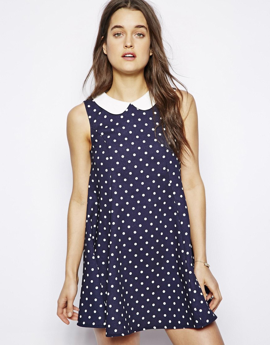 Influence Polka Dot Collared Dress, $19 | Asos | Lookastic