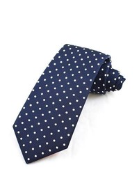 Navy and White Polka Dot Wool Tie