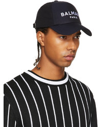 Balmain Black Twill Logo Cap