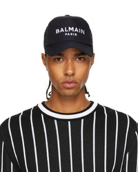 Balmain Black Twill Logo Cap