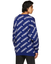 Vetements Blue White Allover Logo Sweater