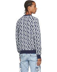 Amiri Blue White Jacquard Sweater