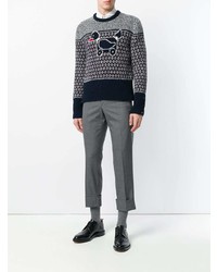Thom Browne Duck Icon Jacquard Knit Mohair Tweed Crewneck Pullover