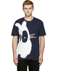 McQ Alexander Ueen Blue White Rabbit T Shirt
