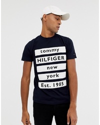 Tommy Hilfiger Block Text Fashion Slim Fit T Shirt In Navy