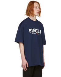 Vetements Blue Single And Ready To Mingle T Shirt