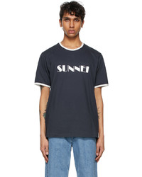 Sunnei Blue White Logo T Shirt