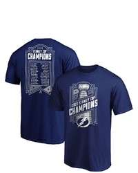 FANATICS Branded Blue Tampa Bay Lightning 2020 Stanley Cup Champions Give And Go Roster T Shirt