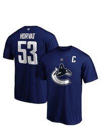 FANATICS Branded Bo Horvat Blue Vancouver Canucks Authentic Stack Name Number Team T Shirt