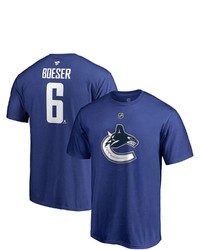 FANATICS Branded Brock Boeser Blue Vancouver Canucks Team Authentic Stack Name Number T Shirt