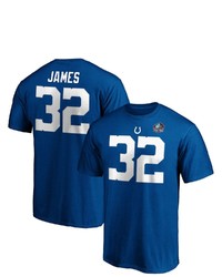 FANATICS Branded Edgerrin James Royal Indianapolis Colts 2020 Pro Football Hall Of Fame Logo Inductee Retired Player Name Number T Shirt