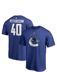 FANATICS Branded Elias Pettersson Blue Vancouver Canucks Team Authentic Stack Name Number T Shirt
