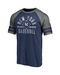 FANATICS Branded Heathered Navygray New York Yankees True Classics Diamond Legacy Tri Blend Raglan T Shirt