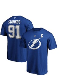 FANATICS Branded Steven Stamkos Blue Tampa Bay Lightning Team Authentic Stack Name Number T Shirt