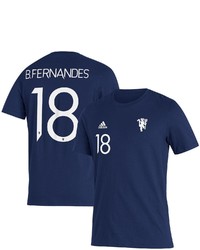 adidas Bruno Fernandes Navy Manchester United Name Number Amplifier T Shirt
