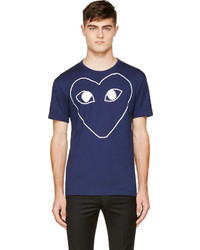Comme des Garcons Comme Des Garons Play Navy And White Logo T Shirt