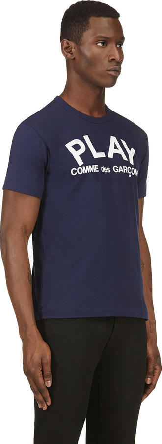 Comme des Garçons Play | Men's Navy Logo T-Shirt L