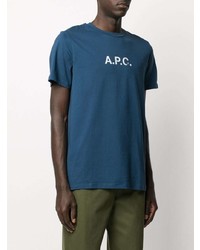 A.P.C. Faded Logo Print Crew Neck T Shirt