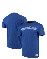 Mitchell & Ness Heathered Royal Dallas Mavericks Hardwood Classics Throwback Logo Tri Blend T Shirt