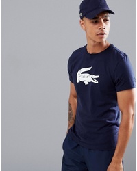 Lacoste Sport Large Croc Logo T Shirt In Navy
