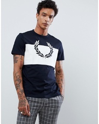 Fred Perry Laurel Wreath Print T Shirt In Navy