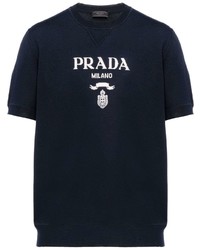 Prada Logo Intarsia Short Sleeve Knitted Top