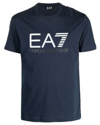 Ea7 Emporio Armani Logo Print Cotton T Shirt