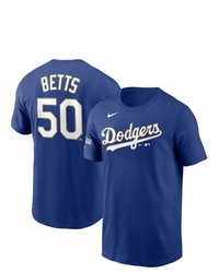 Nike Mookie Betts Royal Los Angeles Dodgers 2021 Gold Program Name Number T Shirt