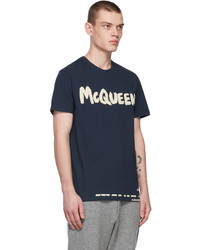 Alexander McQueen Navy Graffiti T Shirt