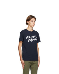 MAISON KITSUNÉ Navy Handwriting Classic T Shirt