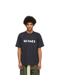 Sunnei Navy Logo T Shirt